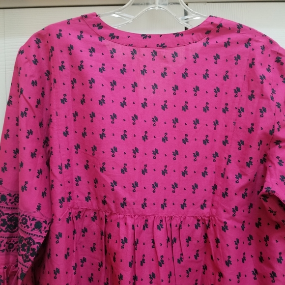 Mulberry Purple Border Print Boho Woven womens Top - Picture 7 of 9